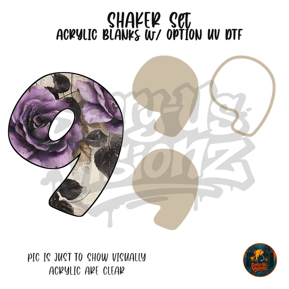 Number 9 Purple Rose shaker set acrylic blanks