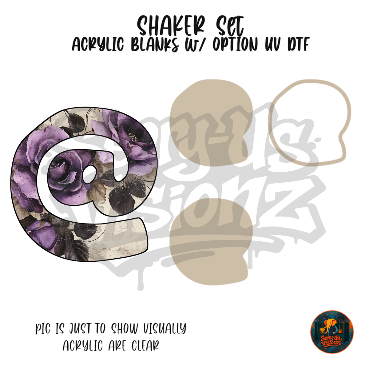 At Symbol Purple Rose shaker set acrylic blanks