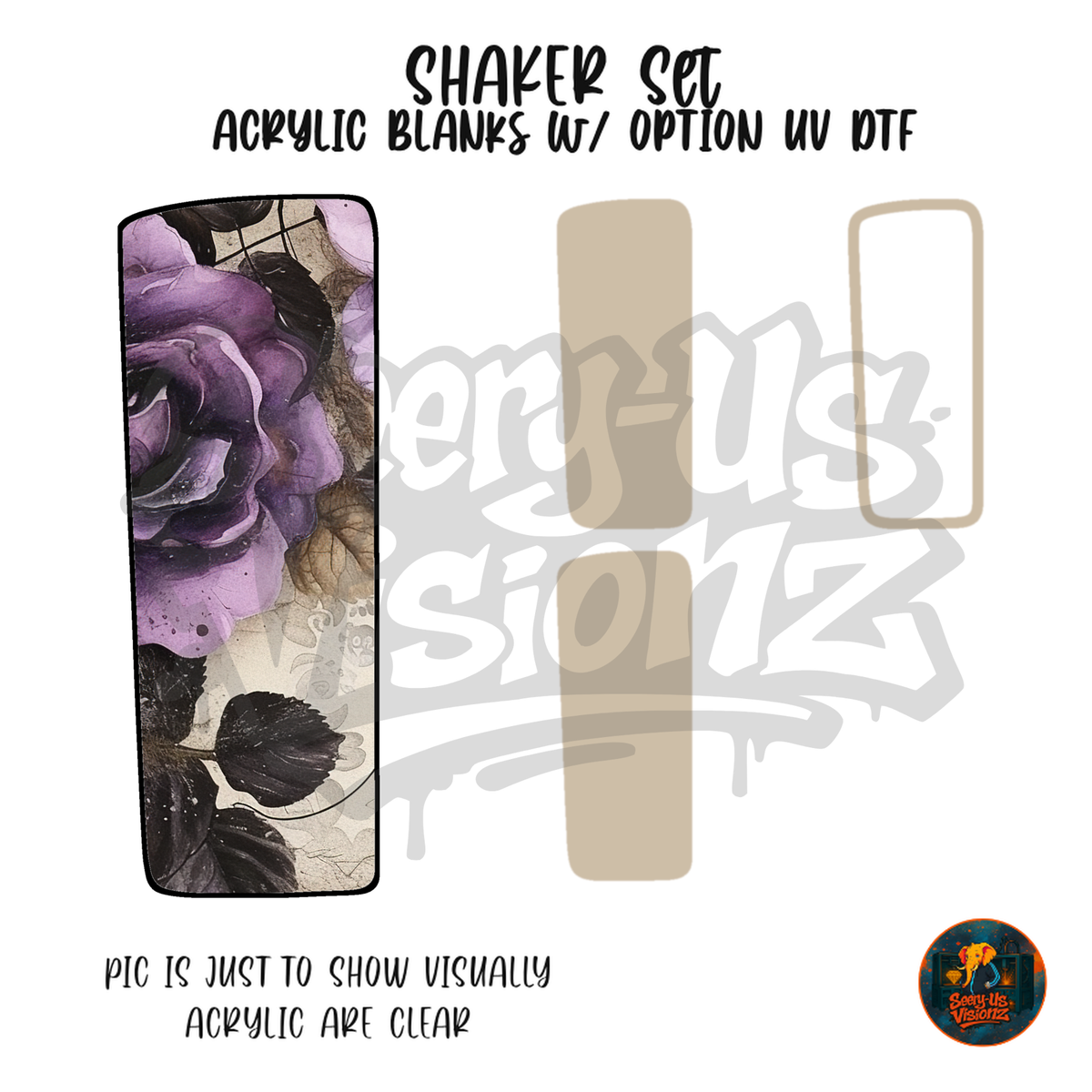 Letter I Purple Rose shaker set acrylic blanks
