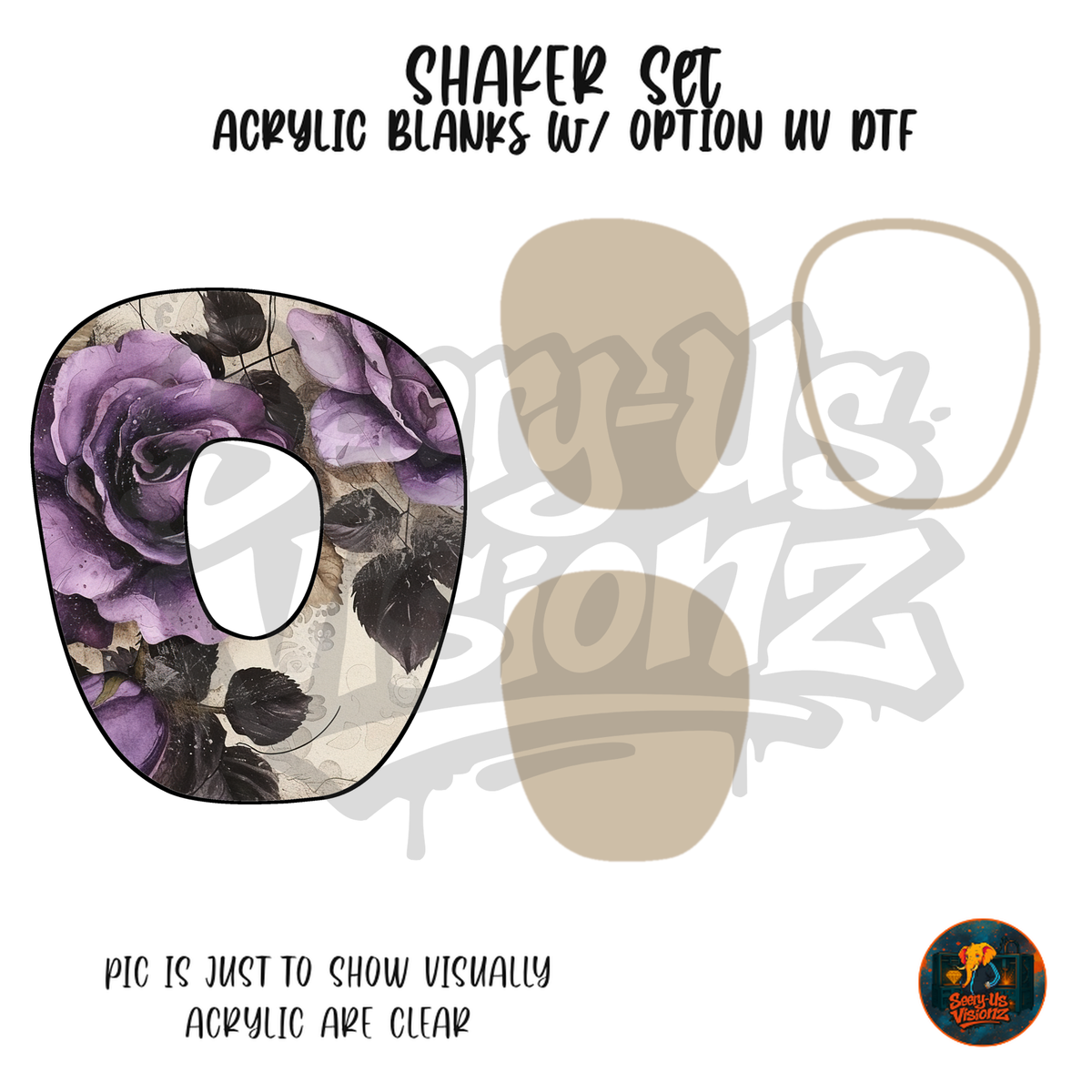 Letter O Purple Rose shaker set acrylic blanks