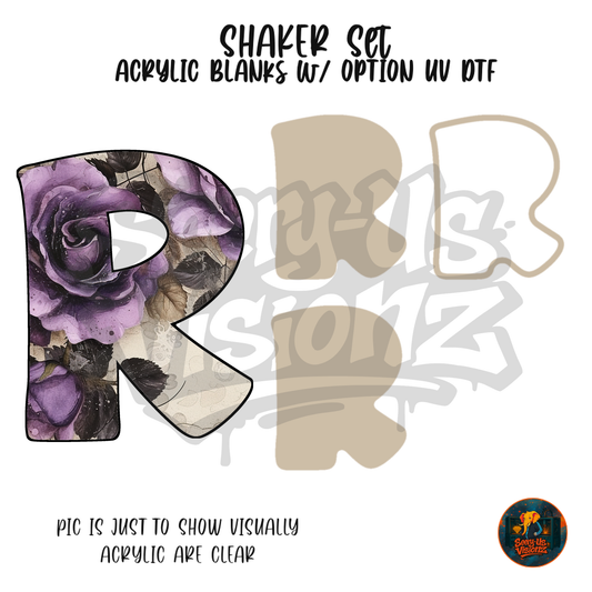 Letter R Purple Rose shaker set acrylic blanks