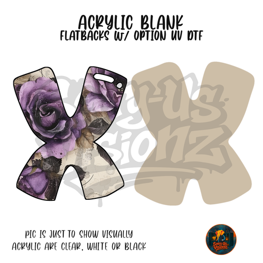 Letter X Purple Rose acrylic blank, Acrylic & UV DTF Print
