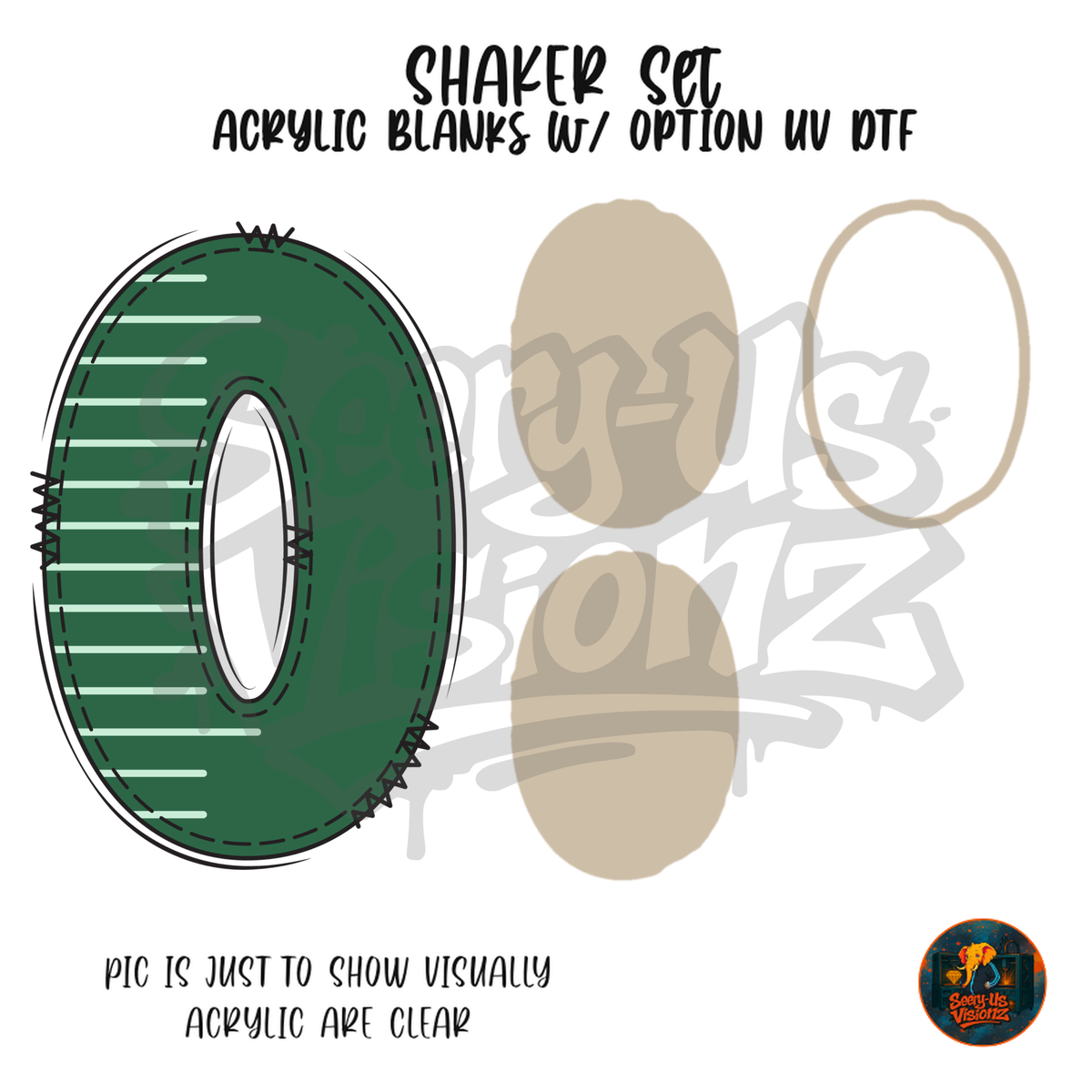 Number 0 Green Stitched Stripe shaker set acrylic blanks