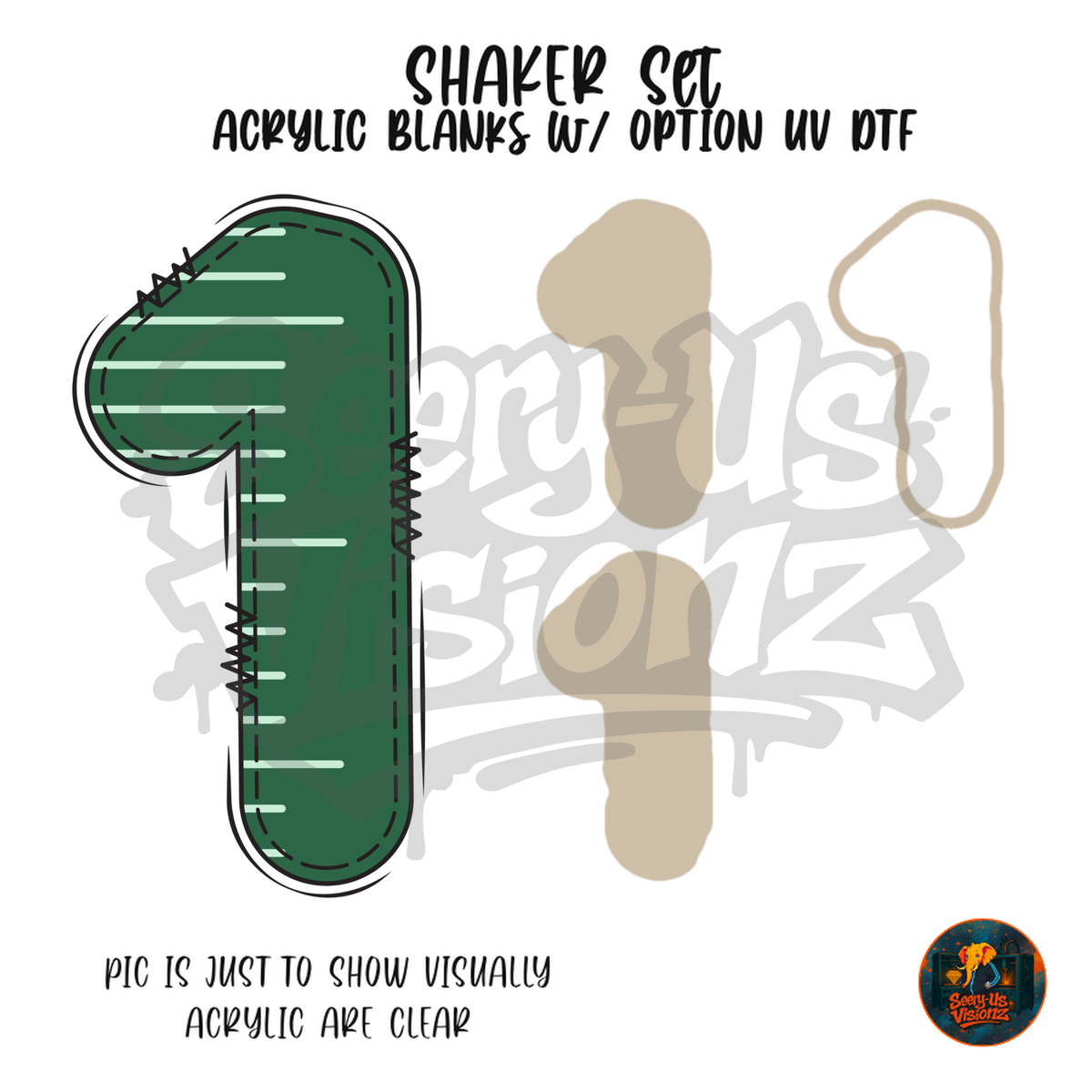 Number 1 Green Stitched Stripe shaker set acrylic blanks