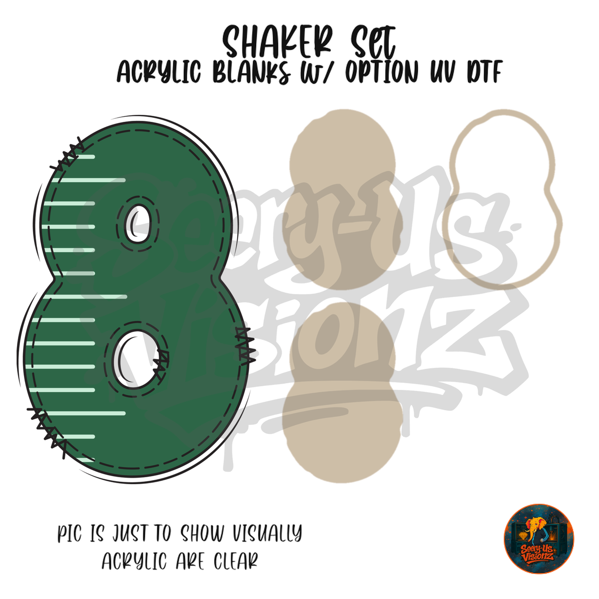 Number 8 Green Stitched Stripe shaker set acrylic blanks