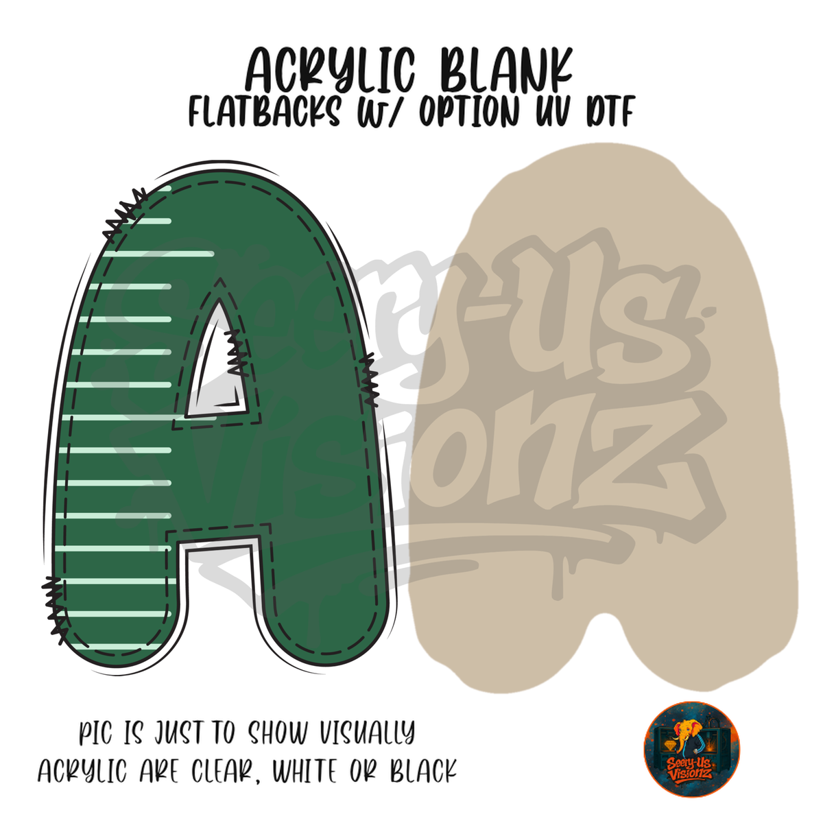 Letter A Green Stitched Stripe acrylic blank, Acrylic & UV DTF Print