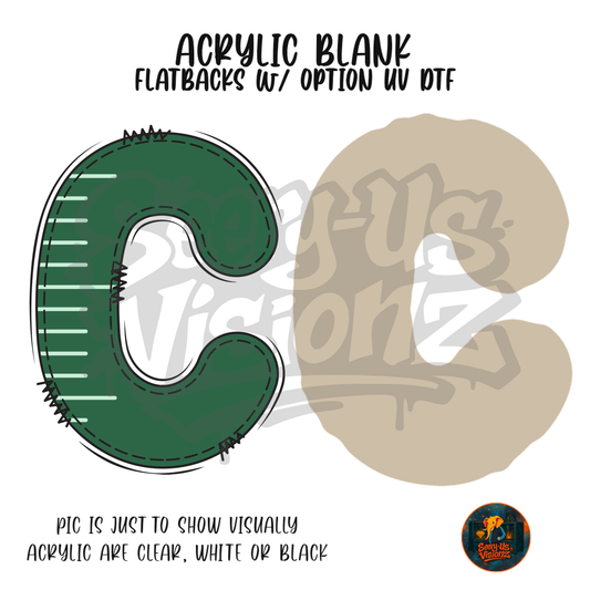 Letter C Green Stitched Stripe acrylic blank, Acrylic & UV DTF Print