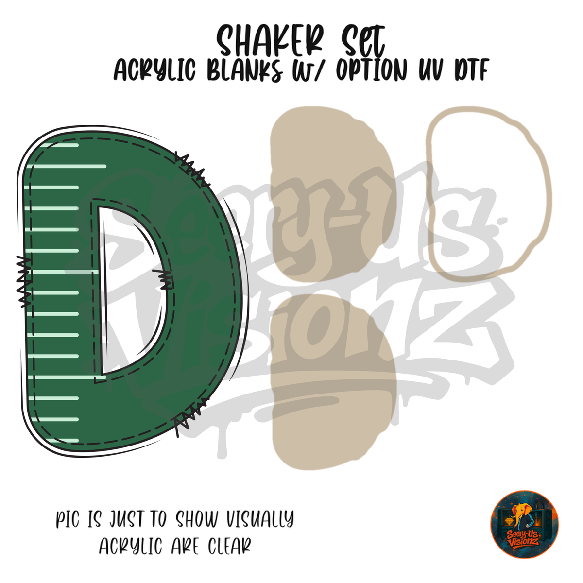 Letter D Green Stitched Stripe shaker set acrylic blanks