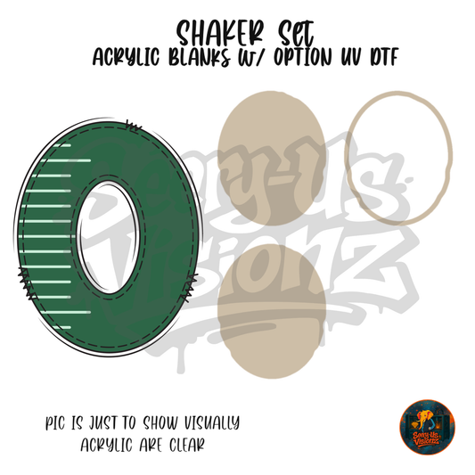 Letter O Green Stitched Stripe shaker set acrylic blanks