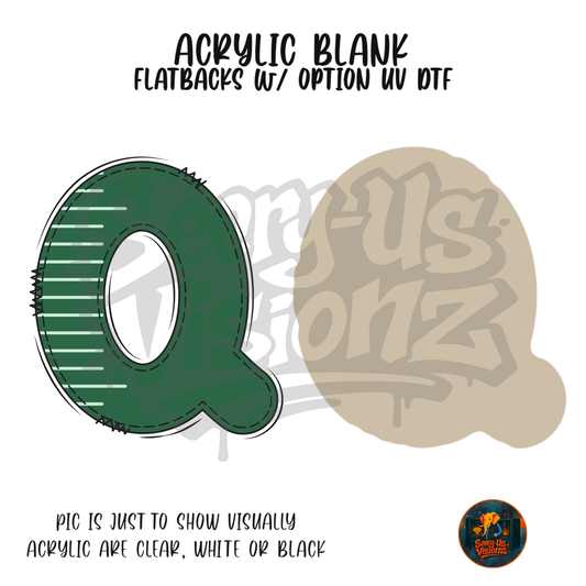 Letter Q Green Stitched Stripe acrylic blank, Acrylic & UV DTF Print