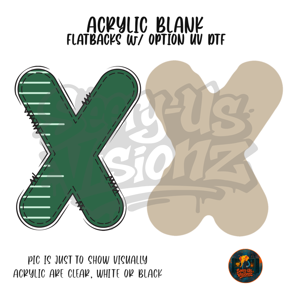 Letter X Green Stitched Stripe acrylic blank, Acrylic & UV DTF Print