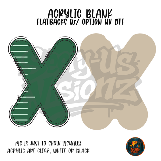 Letter X Green Stitched Stripe acrylic blank, Acrylic & UV DTF Print