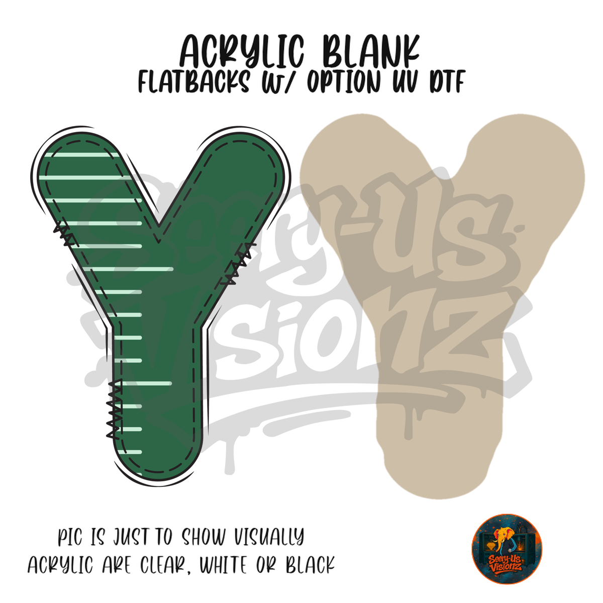 Letter Y Green Stitched Stripe acrylic blank, Acrylic & UV DTF Print