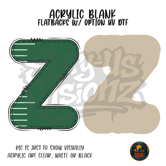 Letter Z Green Stitched Stripe acrylic blank, Acrylic & UV DTF Print