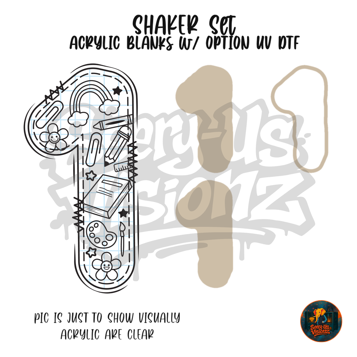 Number 1 School Doodle shaker set acrylic blanks