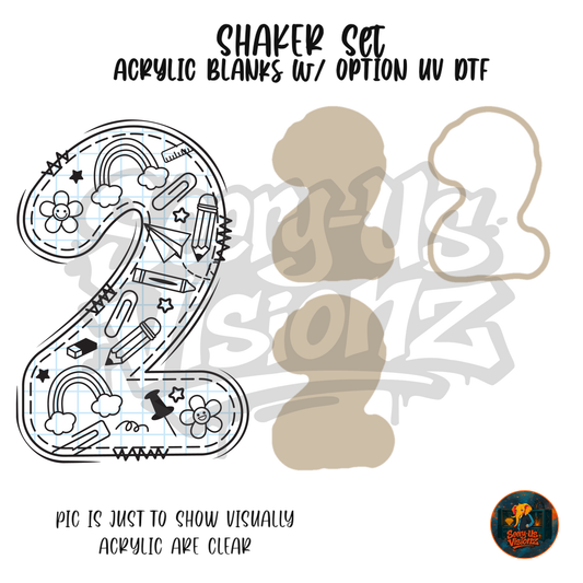 Number 2 School Doodle shaker set acrylic blanks