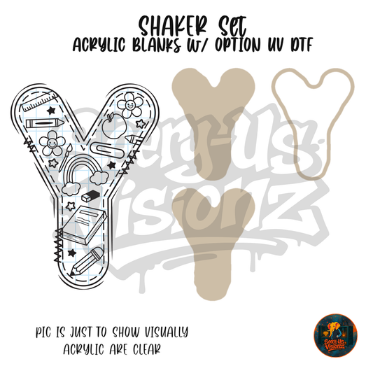 Letter Y School Doodle shaker set acrylic blanks
