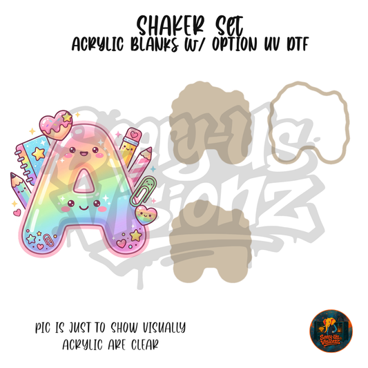 Letter A Pastel Rainbow shaker set acrylic blanks