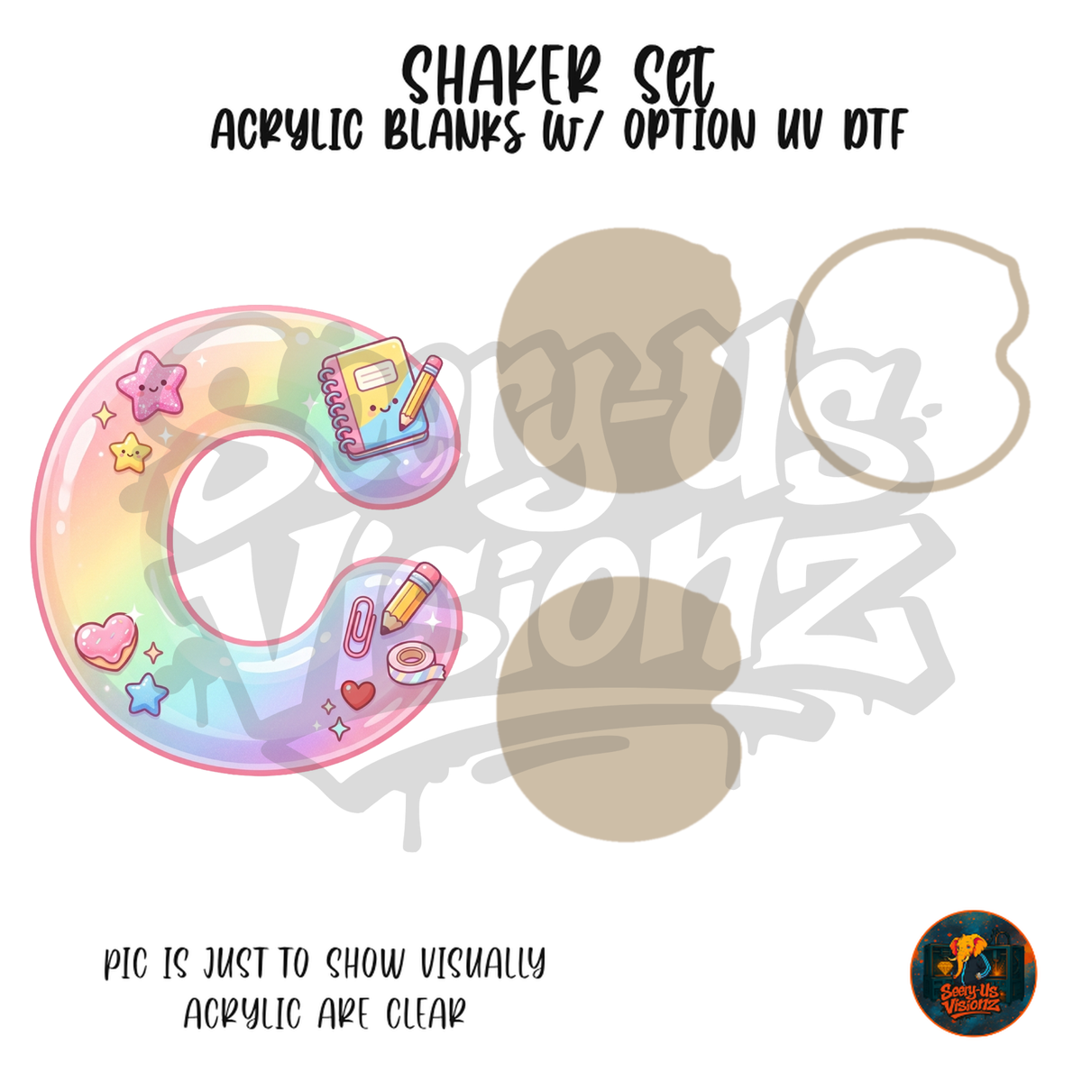 Letter C Pastel Rainbow School shaker set acrylic blanks
