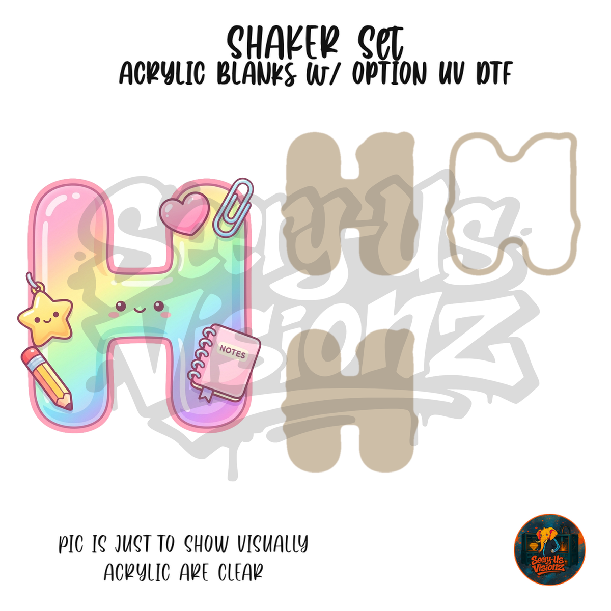 Letter H Pastel Rainbow School shaker set acrylic blanks
