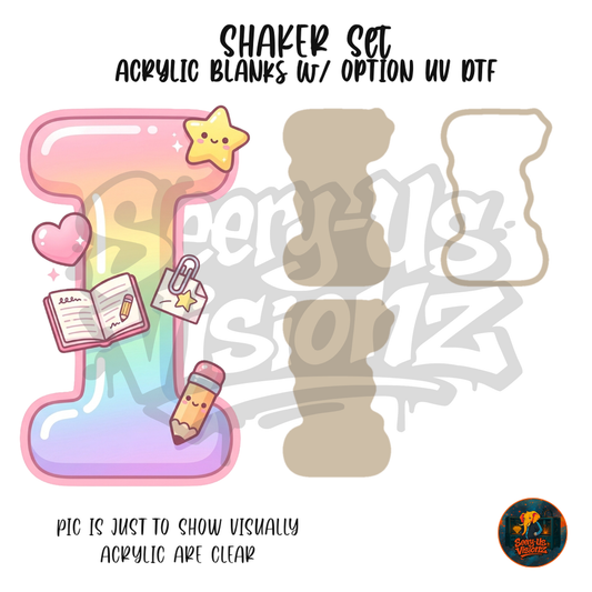 Letter I Pastel Rainbow School shaker set acrylic blanks