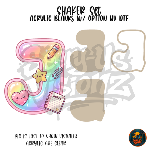 Letter J Pastel Rainbow School shaker set acrylic blanks