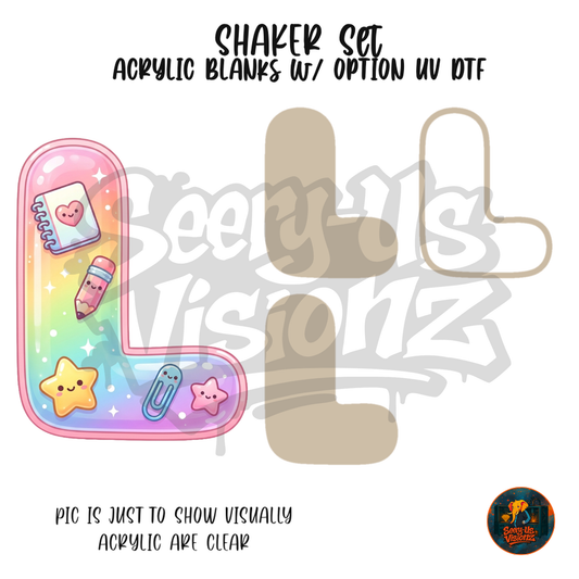 Letter L Pastel Rainbow School shaker set acrylic blanks