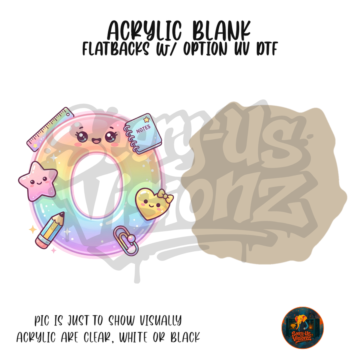 Letter O Pastel Rainbow School acrylic blank, Acrylic & UV DTF Print