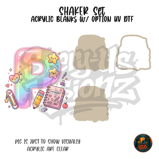 Letter P Pastel Rainbow School shaker set acrylic blanks