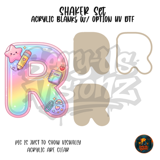 Letter R Pastel Rainbow School shaker set acrylic blanks