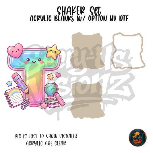 Letter T Pastel Rainbow School shaker set acrylic blanks