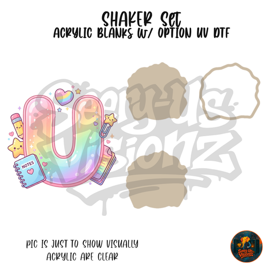 Letter U Pastel Rainbow School shaker set acrylic blanks