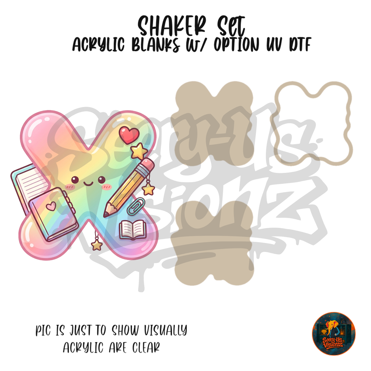 Letter X Pastel Rainbow School shaker set acrylic blanks