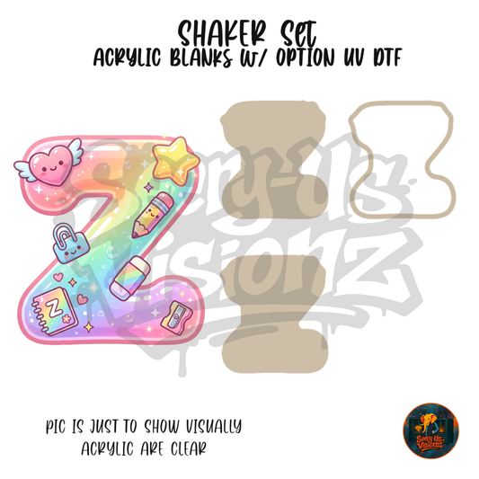 Letter Z Pastel Rainbow shaker set acrylic blanks