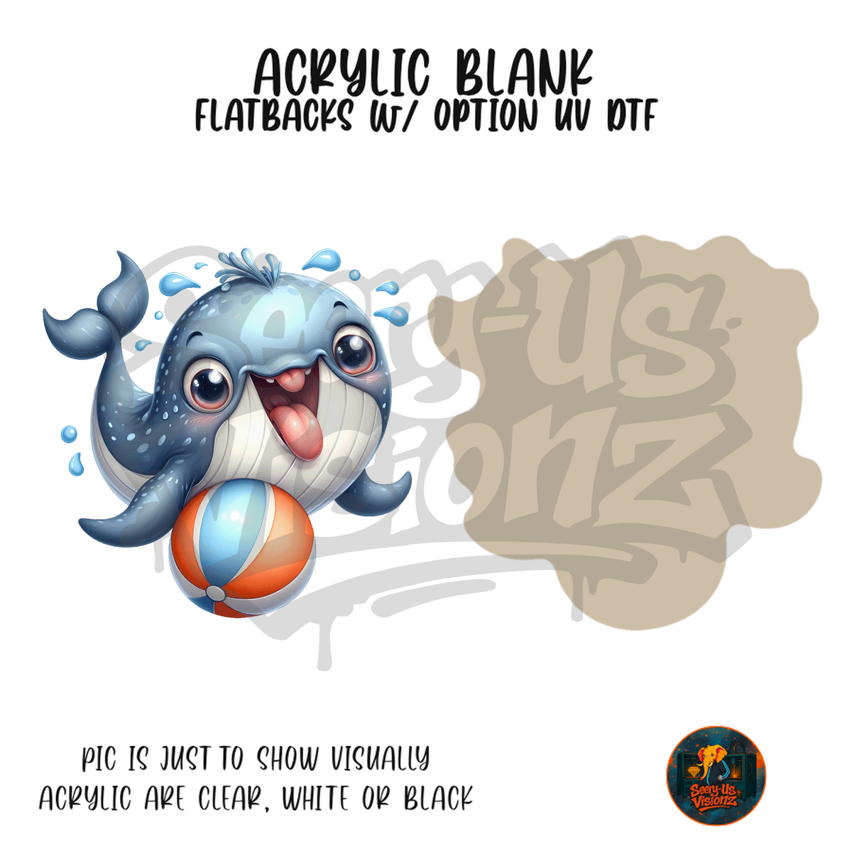 Happy Whale Beach Ball acrylic blank, Acrylic & UV DTF Print