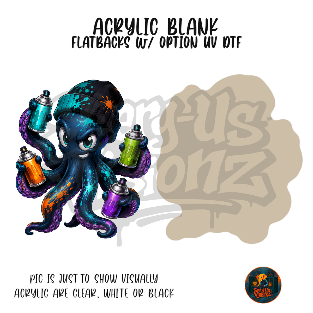 Graffiti Octopus Spray Cans acrylic blank, Acrylic & UV DTF Print
