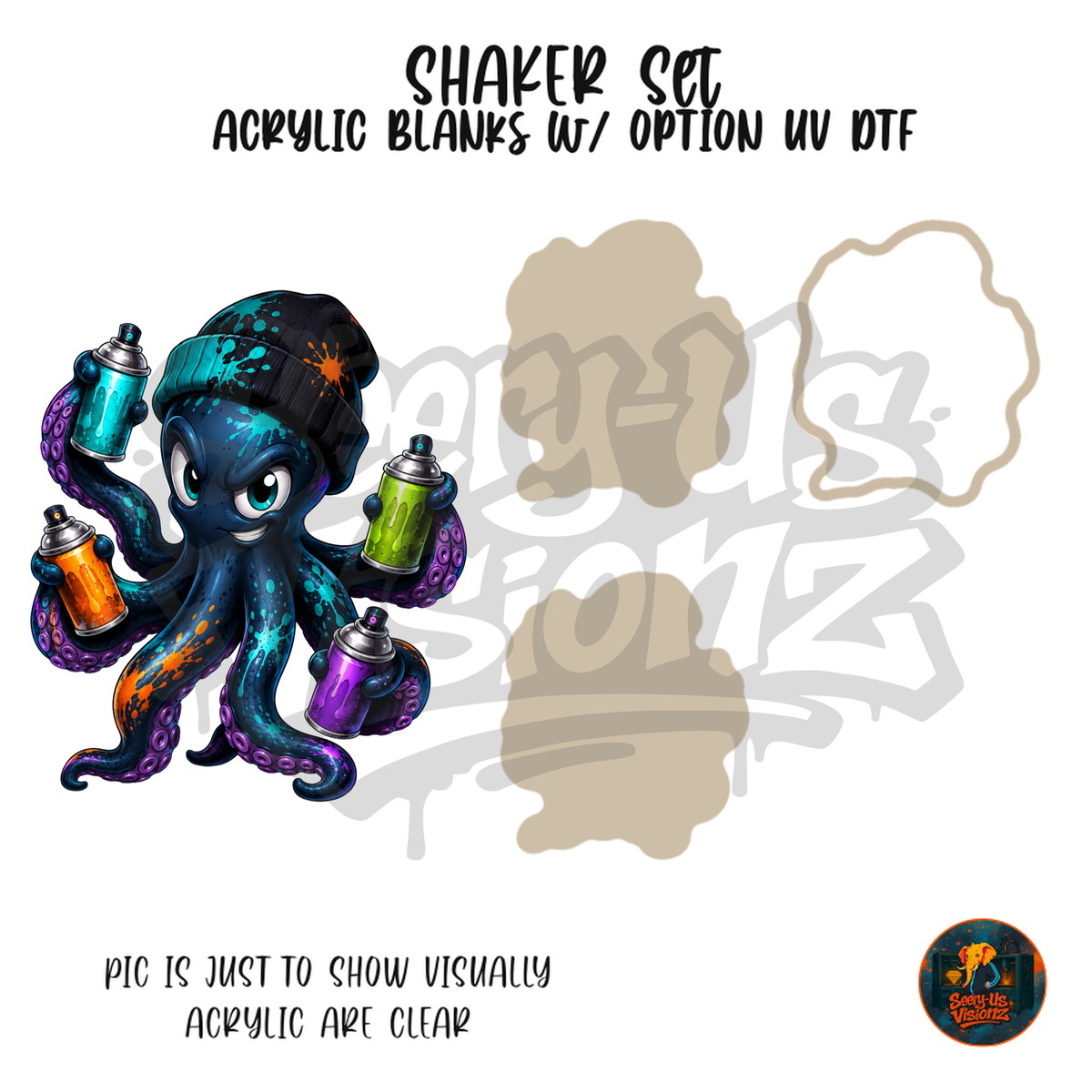 Graffiti Octopus Spray Cans shaker set acrylic blanks