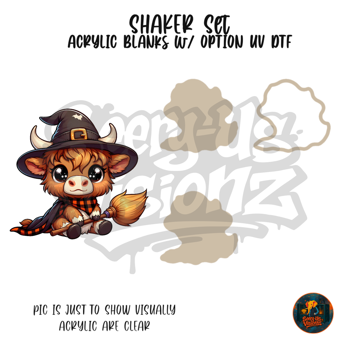 Witch Highland Cow shaker set acrylic blanks