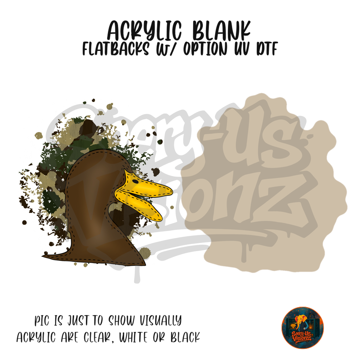 Camo Duck Splatter acrylic blank, Acrylic & UV DTF Print