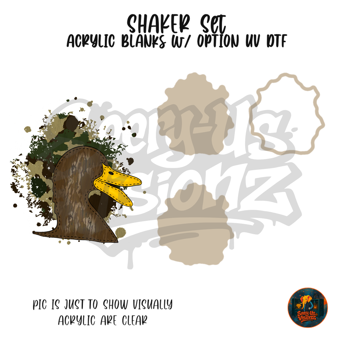Camo Duck Splatter Woodgrain shaker set acrylic blanks