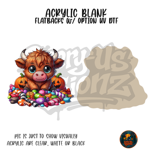 Highland Cow Candy acrylic blank, Acrylic & UV DTF Print