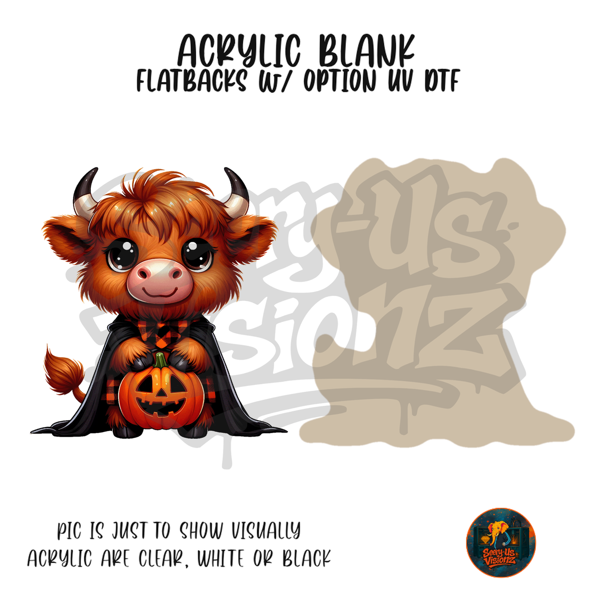 Vampire Highland Cow acrylic blank, Acrylic & UV DTF Print