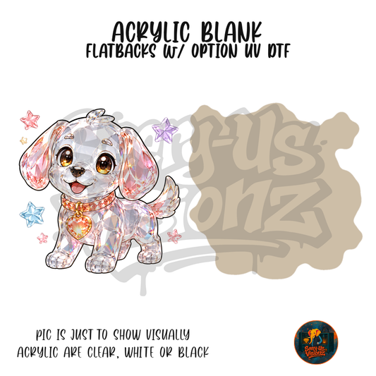 Glitter Puppy Stars acrylic blank, Acrylic & UV DTF Print