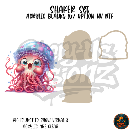 Cute Pink Jellyfish shaker set acrylic blanks