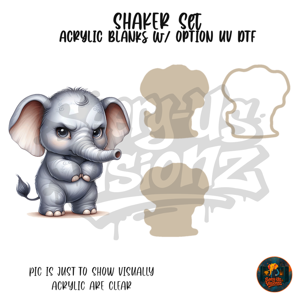 Baby Gray Elephant shaker set acrylic blanks