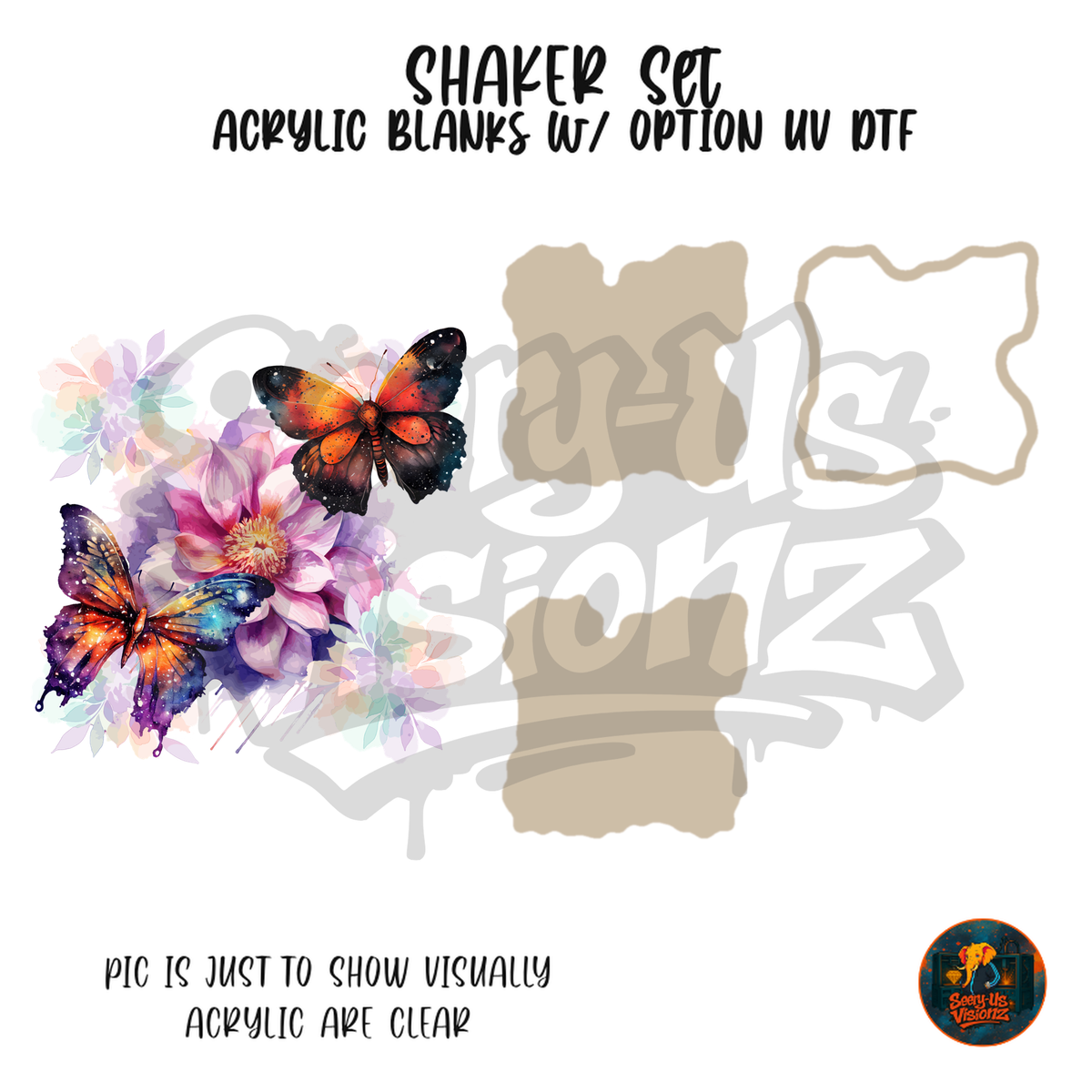 Butterflies Watercolor Flowers shaker set acrylic blanks