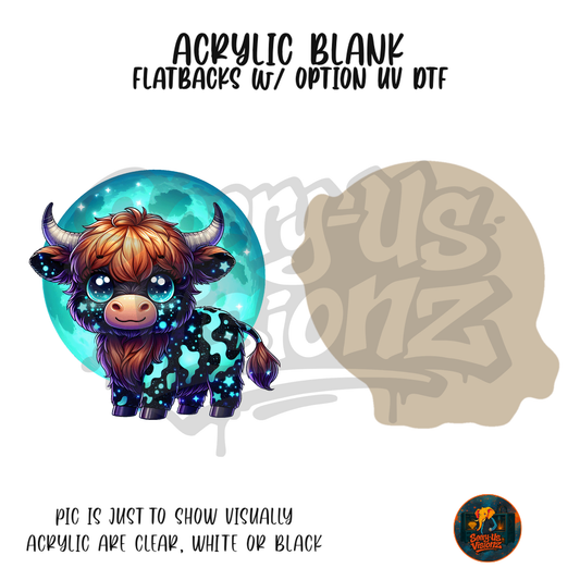 Highland Cow Galaxy acrylic blank, Acrylic & UV DTF Print