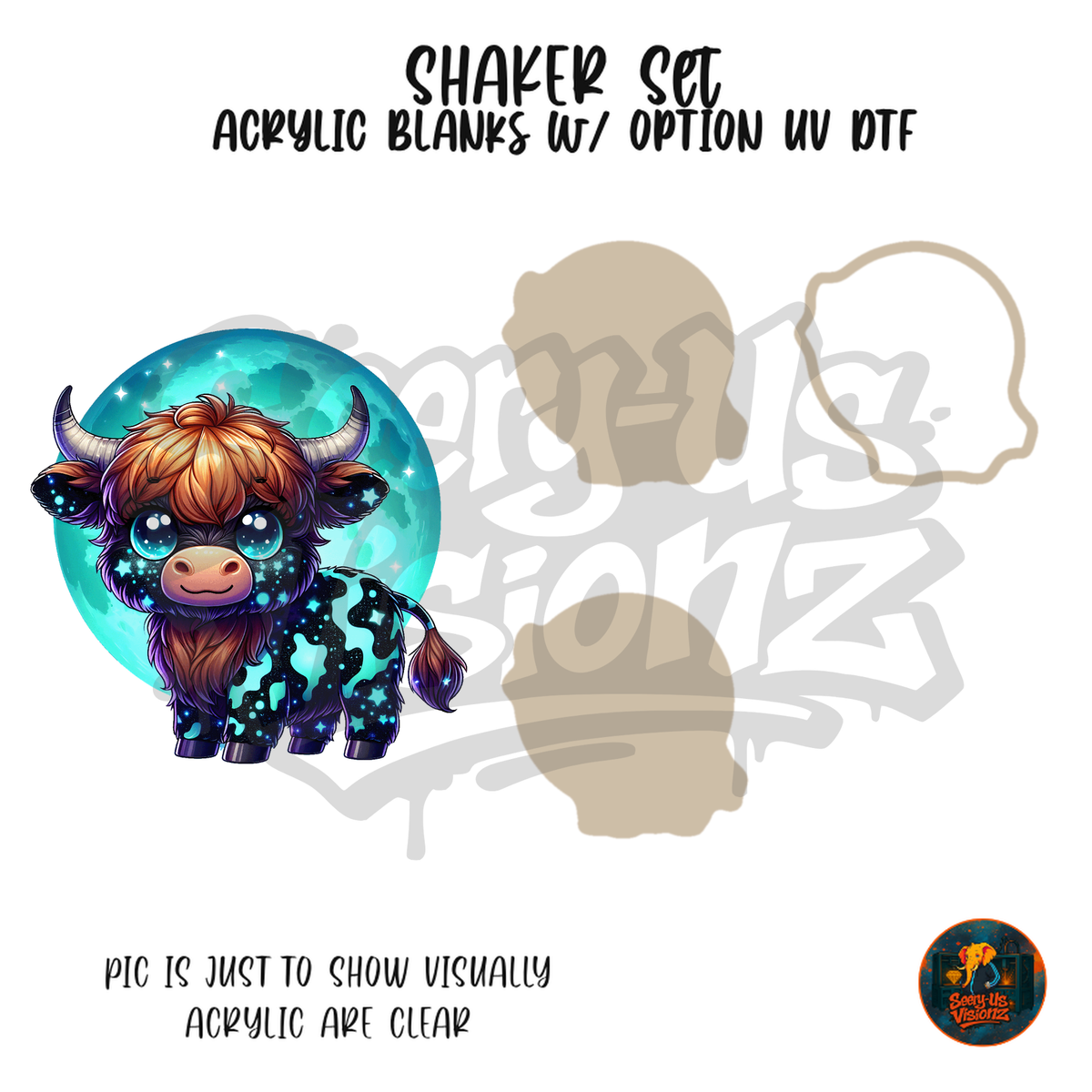 Highland Cow Galaxy shaker set acrylic blanks