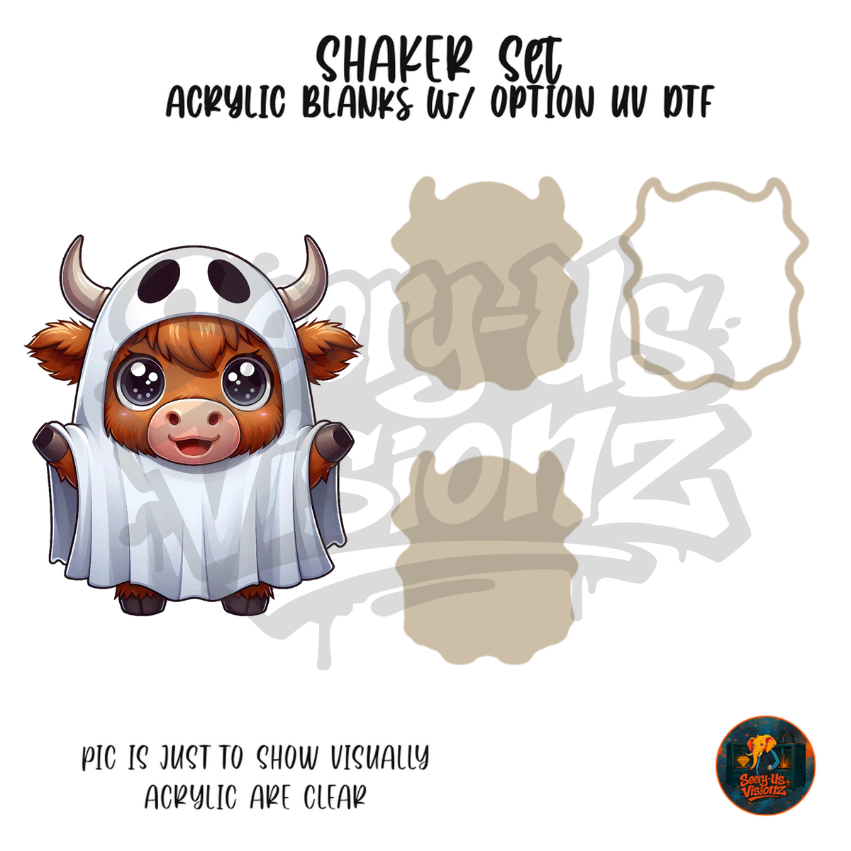 Highland Cow Ghost Costume shaker set acrylic blanks