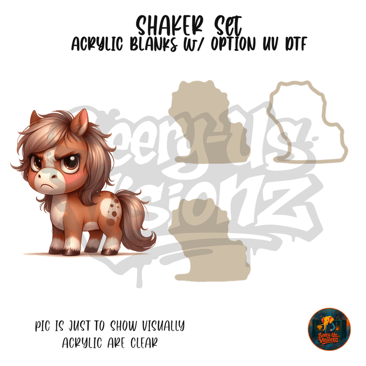Grumpy Brown Pony shaker set acrylic blanks